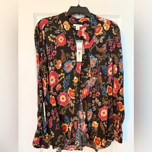 NWT Westbound Floral Blouse - Black, Red, Blue